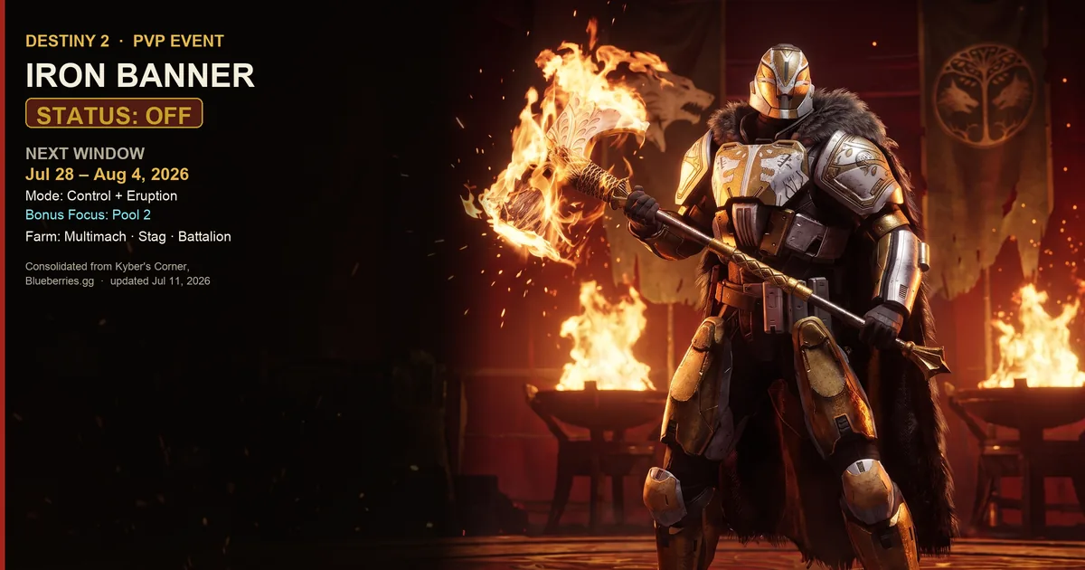 Destiny 2 Iron Banner Schedule: Next Dates & Rewards (July 2026)