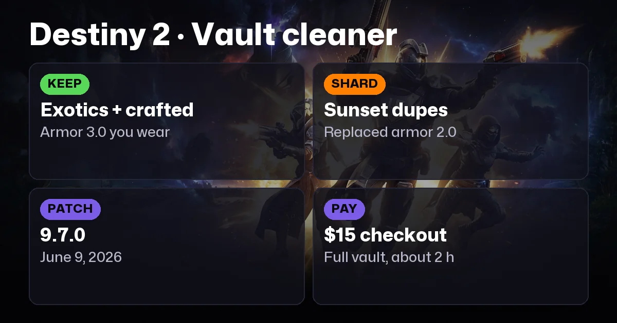 Destiny 2 Vault Cleaner: What to Keep After 9.7.0 (2026)