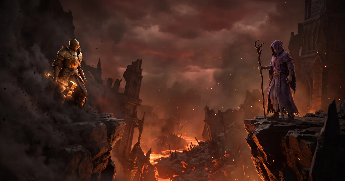 Diablo 4 Season 14 cinematic — Paladin and Warlock era still for the best-builds guide.