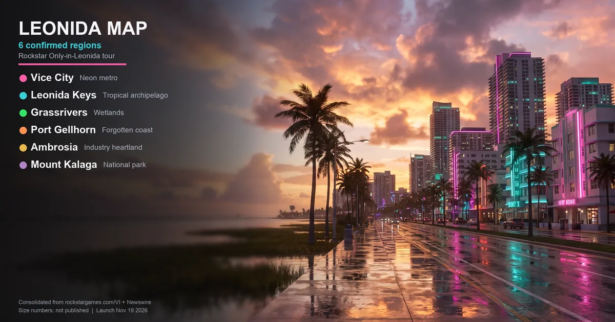 GTA 6 Map Size & Leonida Guide: What Rockstar Has Confirmed