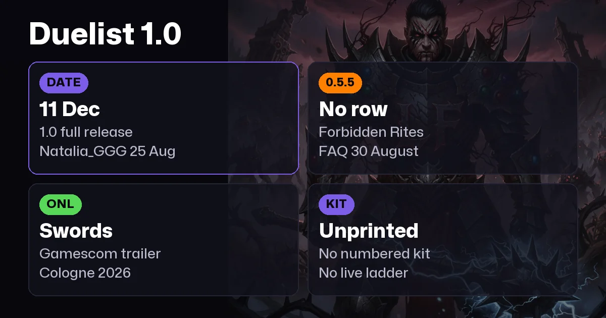 PoE 2 Duelist Guide: Gamescom 2026 and the 11 December 1.0 date