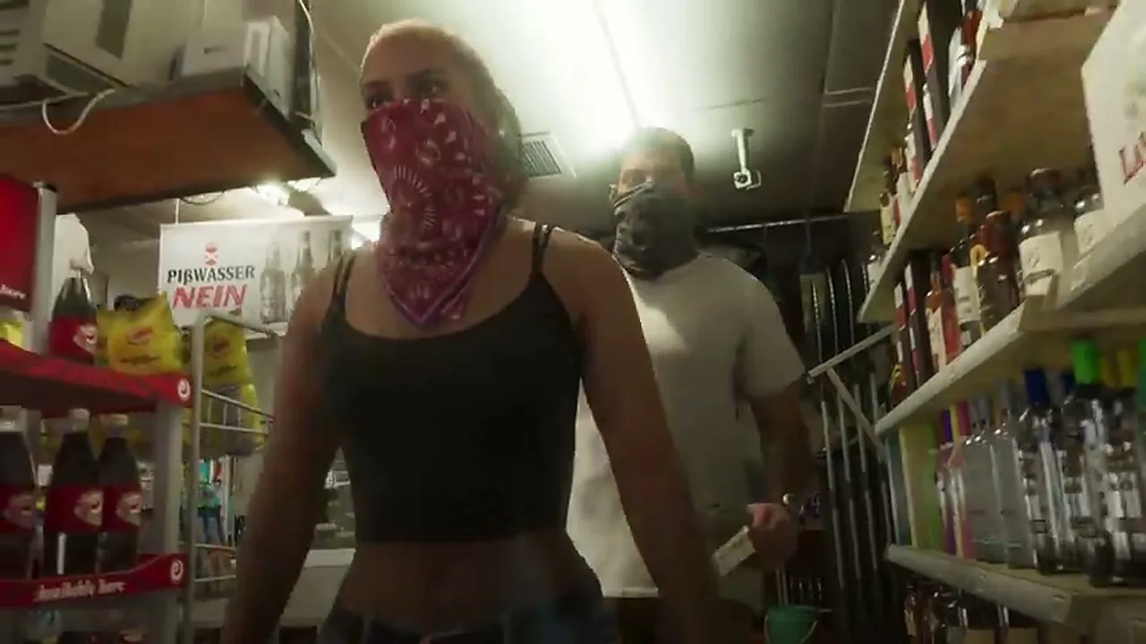 Lucia and Jason rob a store in GTA VI Trailer 1