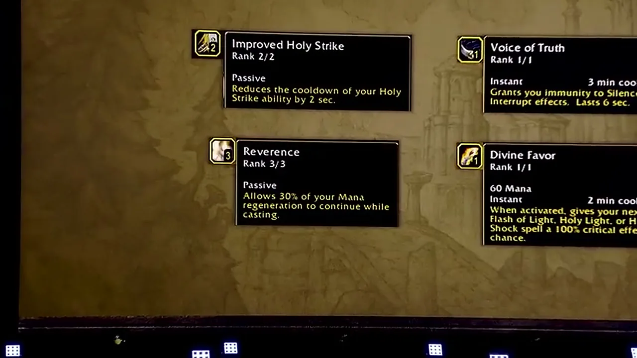 The Paladin talent trees, row by row