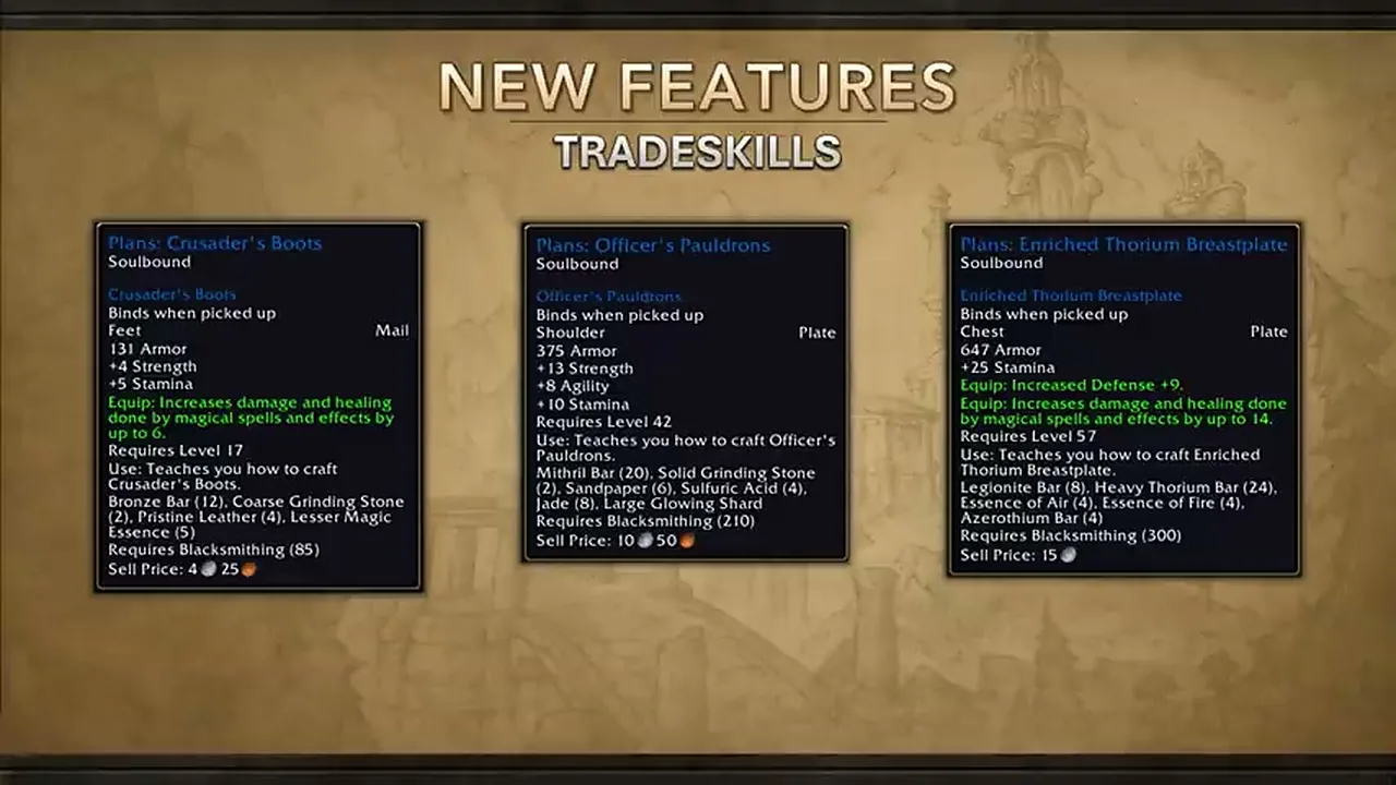 600+ new recipes on the trade-skill slide