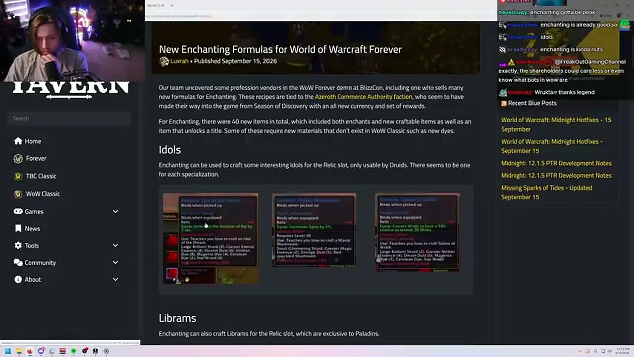New Enchanting formulas in the profession changes