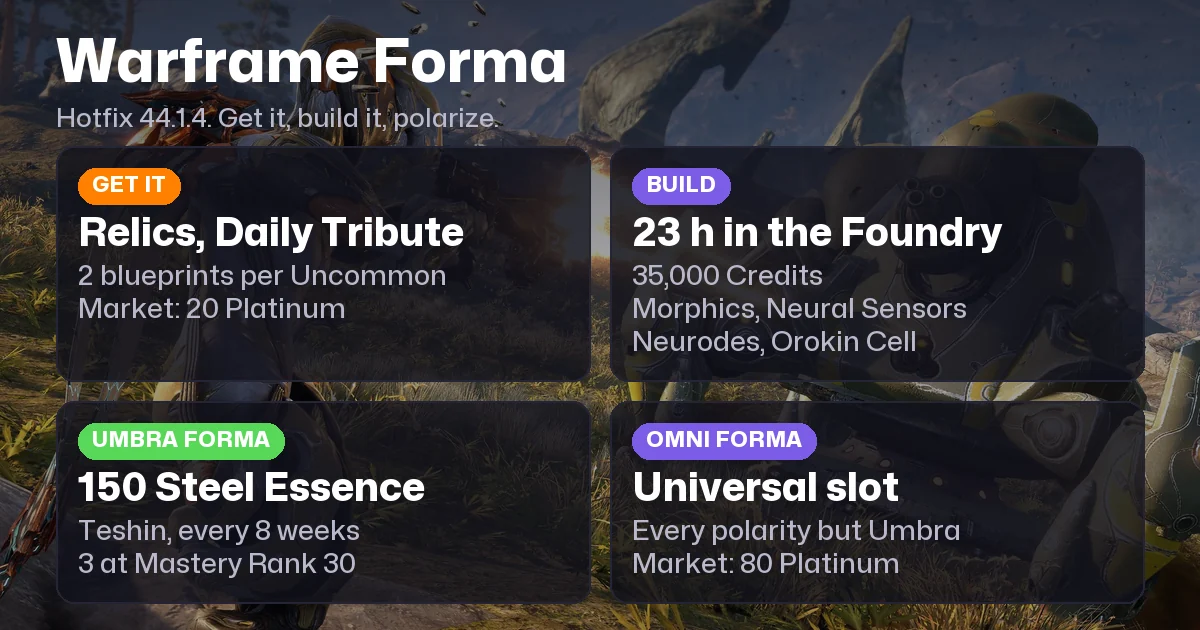 Warframe Forma: How to Get It, Build It and Use Umbra and Omni Forma