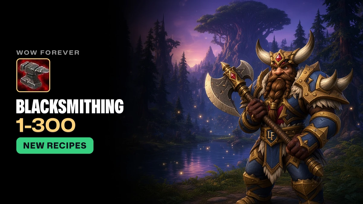 WoW Forever Blacksmithing Guide 1 to 300: Route, Materials and New Recipes