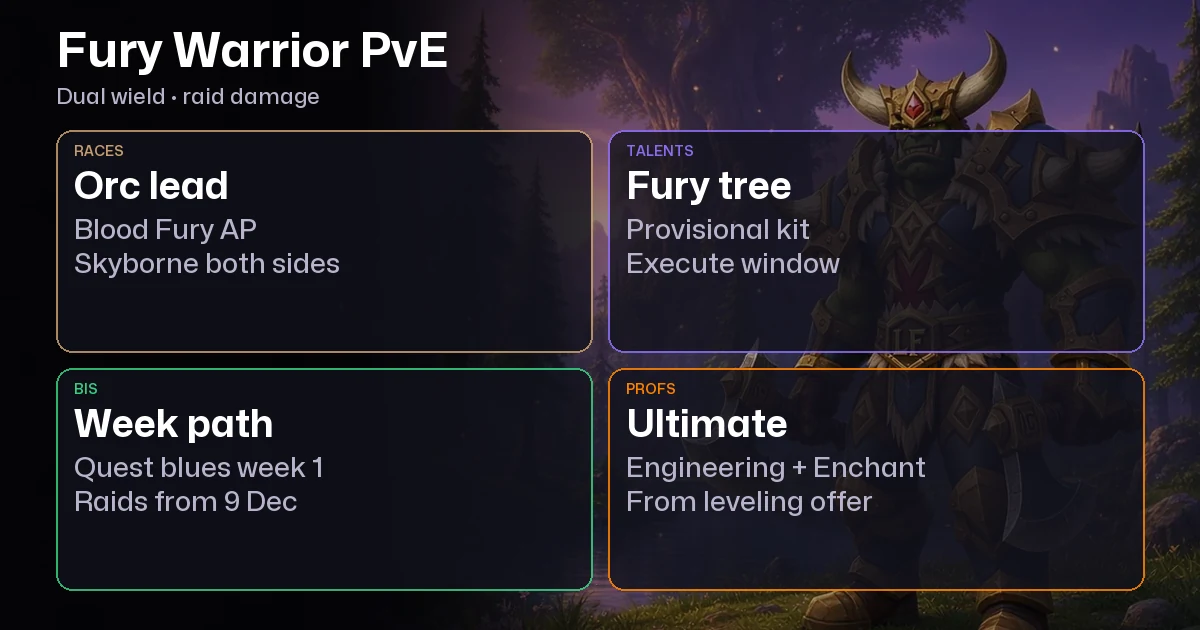 WoW Forever Fury Warrior PvE Guide: Talents, BiS, Professions, Best Race