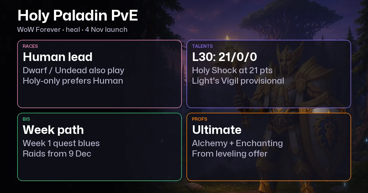 WoW Forever Holy Paladin PvE Guide: Talents, BiS, Professions, Best Race