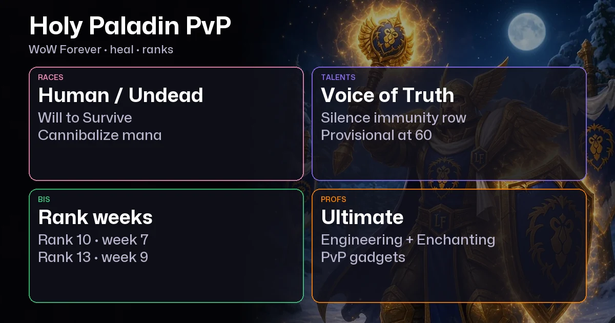 WoW Forever Holy Paladin PvP Guide: Talents, BiS, Professions, Best Race