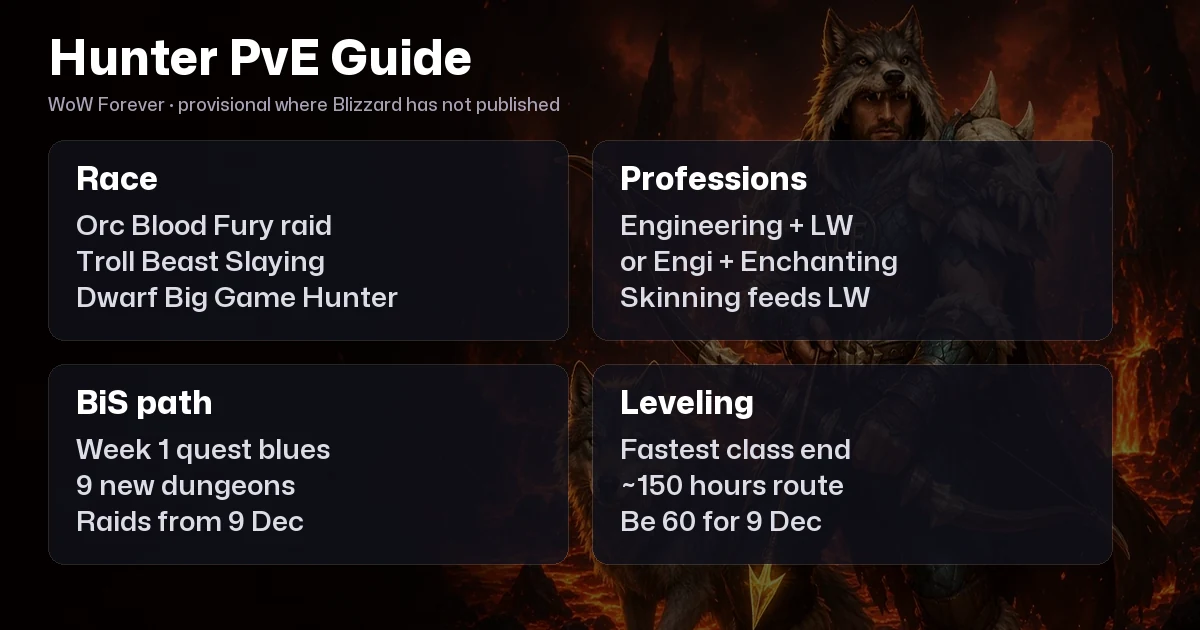WoW Forever Hunter PvE Guide: Talents, BiS, Professions, Best Race