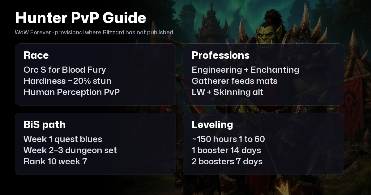 WoW Forever Hunter PvP Guide: Talents, BiS, Professions, Best Race