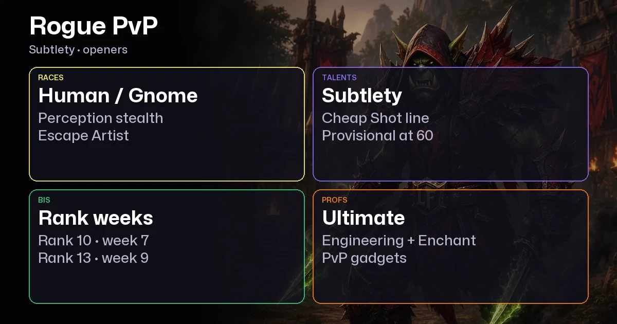 WoW Forever Rogue PvP Guide: Subtlety Openers, Rank Gear