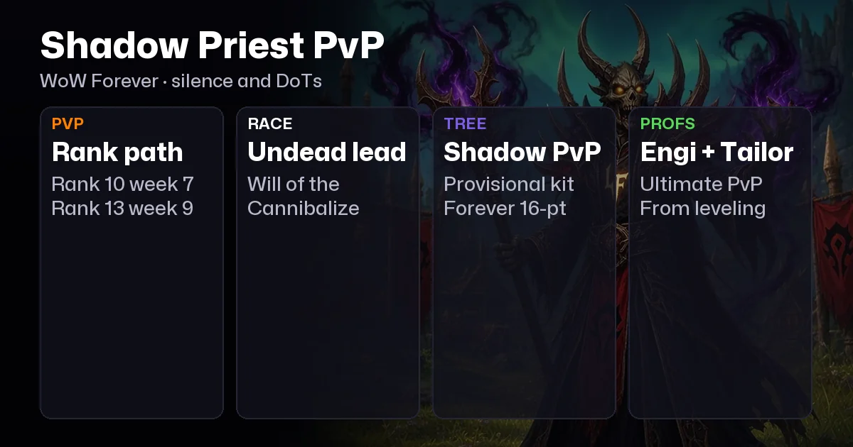 WoW Forever Shadow Priest PvP Guide: Talents, Ranks, Races, Professions