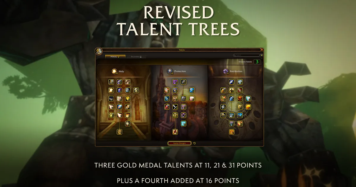 Revised Paladin talent trees from the BlizzCon 2026 class update preview