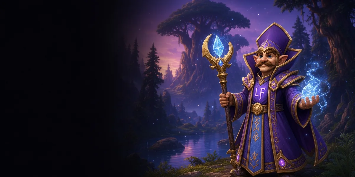 A gnome mage with a crystal staff, WoW Forever